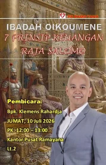 10 Juli 2026 – PD Ramayana, Ibadah Oikoumene: 7 Prinsip Keuangan Raja Salomo